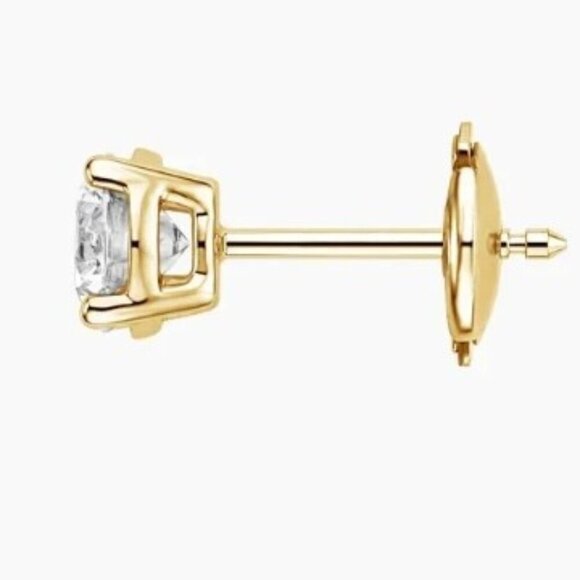 Moissanite 0.5 CT Round Stud Earrings 4 Prong Yellow Gold Plated 925Sterling NWT - Picture 8 of 13